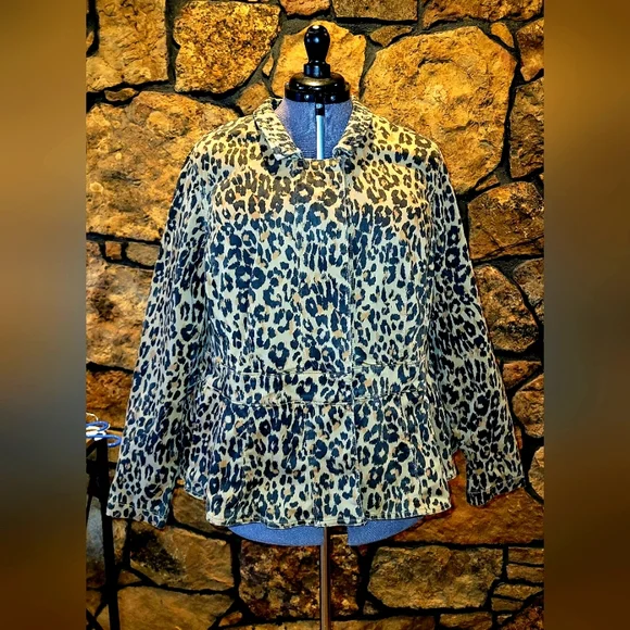 Lane Bryant Jackets Coats Lane Bryant Peplum Leopard Print